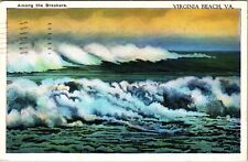 Virginia Beach VA-Virginia Among the Breakers Scenic c1936 Vintage Postcard picture