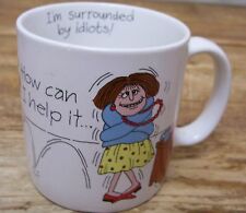 Woman Frustrated Office Coffee Mug Cup Surrounded by Idiots RUSS  picture