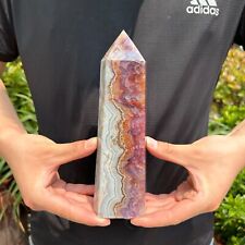 2.2LB 8'' Natural Amethyst Agate Obelisk Crystal Point Tower Energy Healing J3 picture