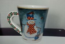Christmas Holiday Coffee Cup Winter Snow Snowman Christmas Trees Wreath 8 oz.  picture