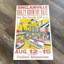 Vintage Sinclairville Krazy Kountry Daze Fair Poster Fairland Amusements 14x22 picture