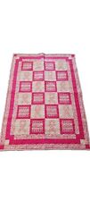 New Breast Cancer Pink Ribbon Hand Embroidered Awareness Coverlet 52