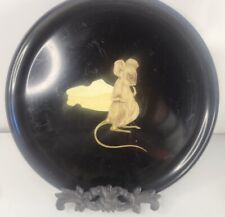 COUROC of MONTEREY Mouse Cheese Round Plate TRAY Mid Century Wood Inlay 10.5” picture