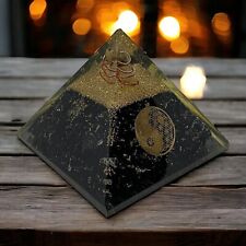 Black Obsidian Orgonite Pyramid Large 60-70 MM Healing Crystal Reiki Chakra Gift picture