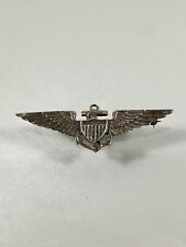 WWII 925 Sterling Silver US Navy USN Aviator Pilot Wings Pin Brooch picture