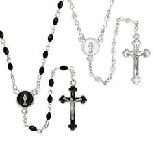 First Communion Black Enamel Rosary Size 6 x 8mm Beads 22.5in L and 2in Crucifix picture