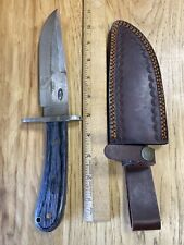 Vintage CFK USA Custom Knife Hunting Bowie Hardwood Leather Sheath picture