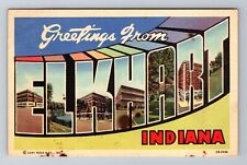 Elkhart IN-Indiana, LARGE LETTER Greetings, Antique, Vintage Postcard picture