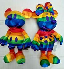 DISNEY STORE Authentic MICKEY & MINNIE MOUSE Rainbow Collection Plush 2pcs *New picture