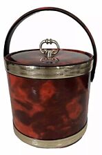 Mid Century Modern Retro Red Black Gold Acrylic Ice Bucket Barware Bar Cart picture
