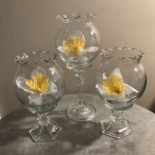 Set Of 3/ Vintage Crystal Water Vase/ Candle Holders/8.5”, 11”x 3.5” Diameter picture