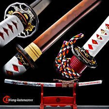 Snow&Wintersweet Clay Tempered Red Damascus Folded Steel Japanese Katana Sword picture