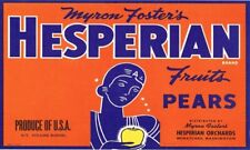 HESPERIAN Brand Pears WENATCHEE WASHINGTON Retro Canned Food Label Art Print picture