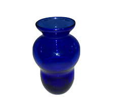 Vintage Cobalt Blue Glass Vase Double Beehive Hourglass Bubble 3-1/4