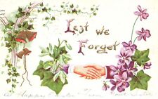 1907 Easter Greetings Wishes Card Vines Bells Shaking Hands Vintage Postcard picture