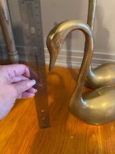 Vintage Mid Century Modern Beautiful Brass Swans 11” and 17” picture