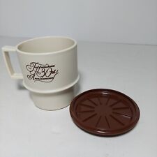 Vintage Tupperware Coffee Cup Mug 30th Anniversary Beige 1312 w/ Lid Collectible picture