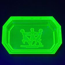 Uranium Glass Small Plate Vaseline Depression Yellow Clear Glass Candy Dish picture