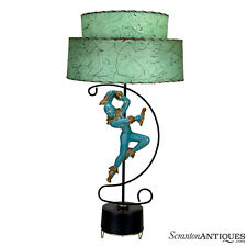 Mid-Century Chalkware & Iron Harlequin Jester Table Lamp picture