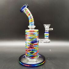 8 Inch Blue Cube Filter Glass Water Pipe Bongs Hookah Bong 14MM picture