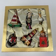 Vintage Ashley Cooper 6 Hand Blown Glass Christmas Ornaments Seaside Sailing picture