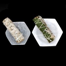 Selenite Crystal Hexagonal Bowl Plate 4 and 5 Inch For Smudging Crystal Charging picture