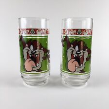 2 Looney Tunes TaZ Tasmanian Devil Collectible Drinking Glasses 1999 picture