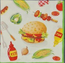 TWO Individual Napkins Summer Food BBQ Burgers Lunch for Decoupage (IHR 85) picture