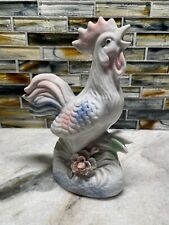 Vintage Mid Century Ceramic Pastel Iridescent Rooster Figurine Farmhouse Decor picture