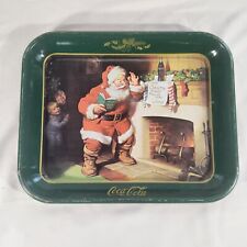 Vintage 1989 Christmas Santa Claus Coca Cola Coke  Serving Tray 13x10 Distressed picture