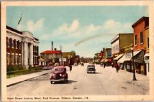 1952 Scott Street Looking West Fort Frances Ontario Canada Postcard old cars picture