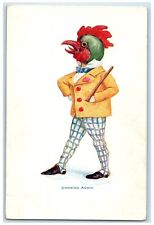c1905 Man Wearing Rooster Head Costume Crowning Again Unposted Antique Postcard picture