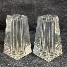 Oleg Cassini Crystal Salt & Pepper Shakers Cone Facet Crystal Shape ~ ELEGANT picture