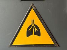 AIR POLLUTION WARNING SIGN Vintage European 1970's Industrial Enamel Sign picture
