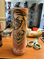 Rare Vintage Clemson Tigers Frosted Glass Pillar Candle Football 12 inch picture