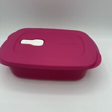 Tupperware Crystalwave Plus Microwave Rectangular Divided Dish Container Pink. picture