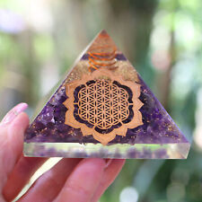 Amethyst Orgone Pyramid Lotus Flower LG 75mm 3 inch for EMF & 5G Protection picture