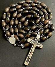 Vintage Catholic Genuine  Cocoa Wood Rosary,  Crucifix picture