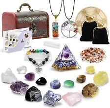26Pcs Crystals and Healing Stones Healing Crystal Set for Meditation Wooden Gift picture