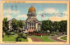 1942 Vintage Postcard State Capital Boise Idaho Chase Clark Governor Signature picture
