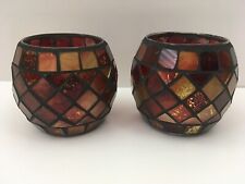 Candle Holders TWO Mosaic Bowls Home Décor Stained Glass Mosaic Bowl Holders picture