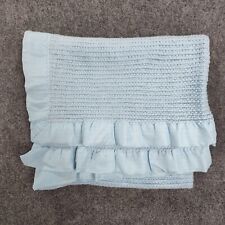 Chatham Satin Trim Light Blue Rectangular Knit Vintage Blanket  picture