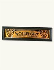 Victorian Trading Co Gold & Black Wood Glass Art Deco Woman Cave Sign 40A picture