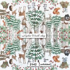 (2142) TWO Individual Paper LUNCHEON Decoupage Napkins WILD FOREST ANIMALS SNOW picture