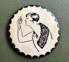Antique 1920s naughty risqué Flapper lady celluloid pocket novelty mirror  As is picture