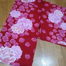 Yukata Kimono Japan Anap  Pink Red Peony Rose picture