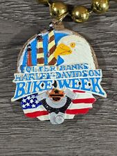 Vintage Harley Davidson Outer Banks Bike Week Beaded Necklace Pendant picture