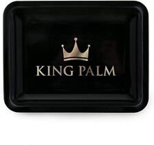 King Palm | Large Metal Rolling Tray | Black | 13.5 x 11 Inch picture