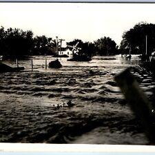 c1930s Town Flood Disaster RPPC Railway Crossing Real Photo Ruins Postcard A123 picture