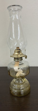 Vintage Large Clear Glass Paneled Kerosene Oil Lamp & Beaded Chimney picture